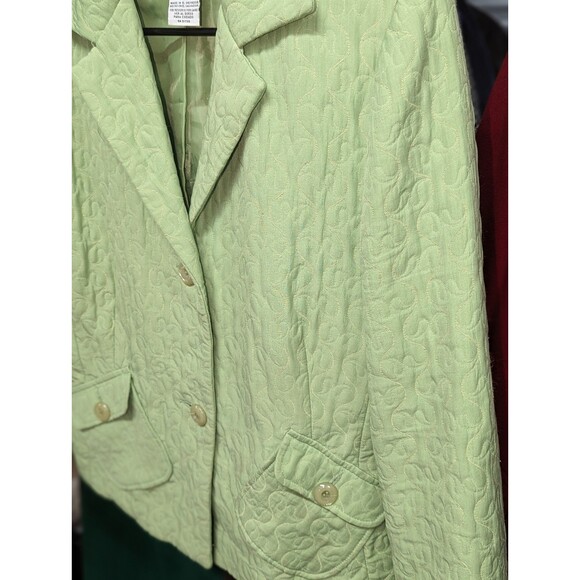 Sag Harbor Women's Size 10 Green Raised Jacquard Patterned Blazer Suit Jacket - Picture 4 of 4